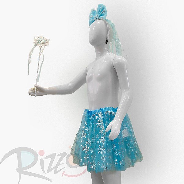 Kit Fantasia Carnaval - Princesa Gelo - Azul - Mod:609 - 01 unidade - Rizzo Embalagens