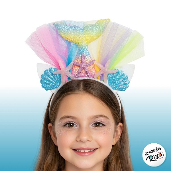 Tiara Sereia - Adereço de Carnaval - Branco - Mod:418 - 01 unidade - Rizzo Embalagens