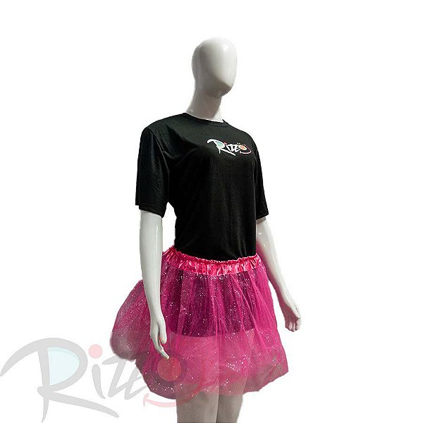 Saia Tule com Glitter - 40cm - Rosa Pink - Mod:186 - 01 unidade - Rizzo