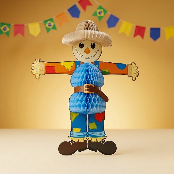 Enfeite de Papel Seda - Espantalho São João - 60cm - 1 Unidade - Girotoy - Rizzo