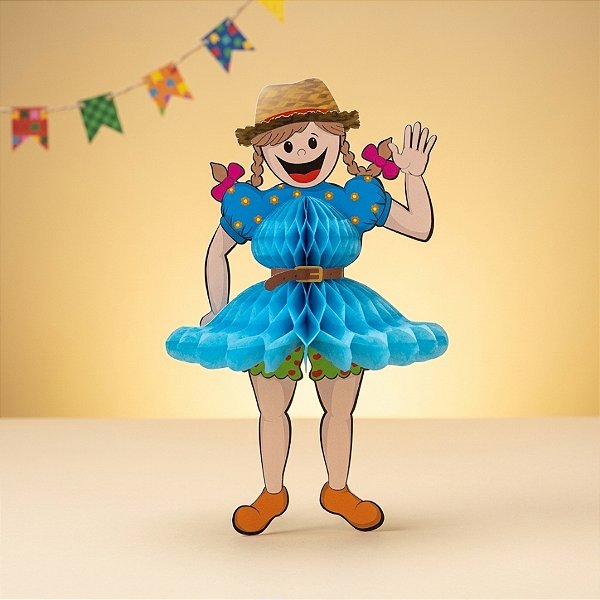 Enfeite Decorativo de Papel Seda - Menina Caipira São João - 30x60cm - 1 unidade - Rizzo