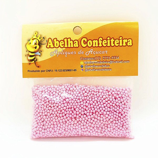 Mini Confeito - Pérolas Rosa Mini - 60 gramas - Abelha Confeiteira - Rizzo