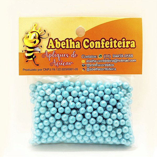 Mini Confeito - Pérolas Azul P - 60 gramas - Abelha Confeiteira - Rizzo