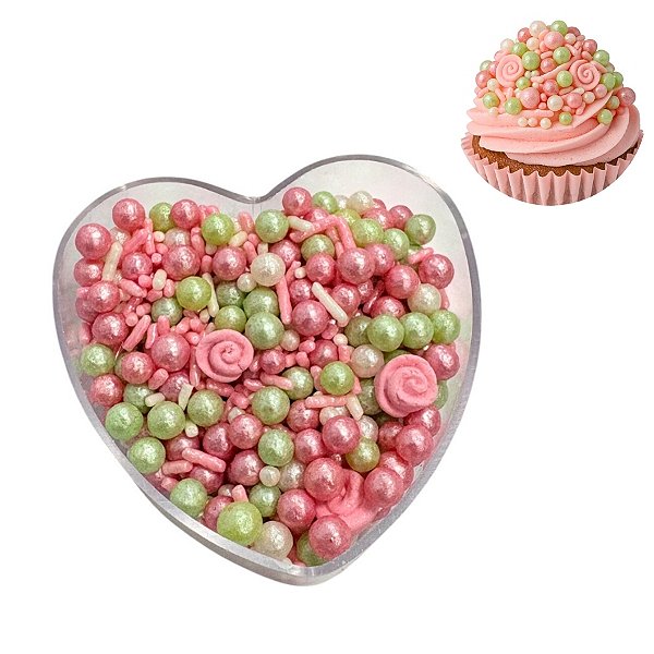 Mini Confeito - Sprinkles Rosa Esmeralda - 60 gramas - Abelha Confeiteira - Rizzo