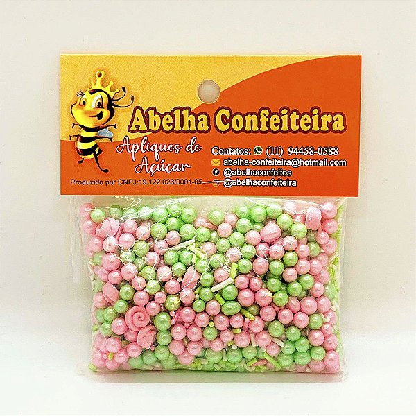 Mini Confeito - Sprinkles Rosa Esmeralda - 60 gramas - Abelha Confeiteira - Rizzo