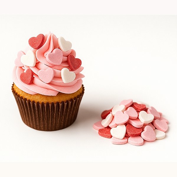 Mini Confeito - Coração Branco e Rosa Mini - 20 gramas - Abelha Confeiteira - Rizzo