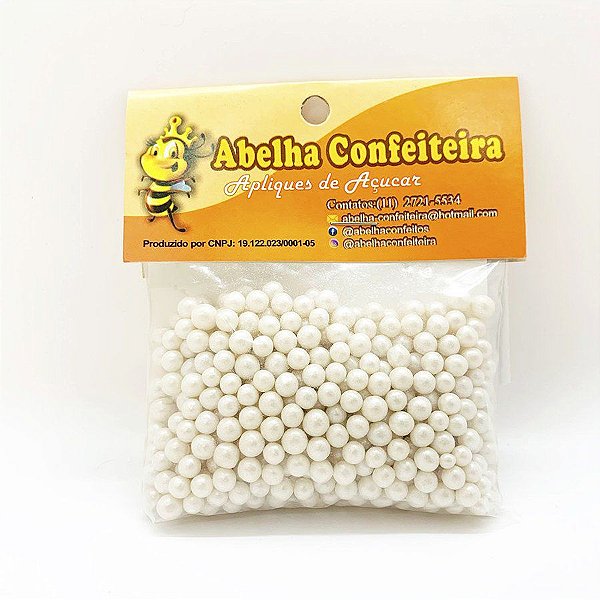Mini Confeito - Pérolas Branca M - 60 gramas - Abelha Confeiteira - Rizzo