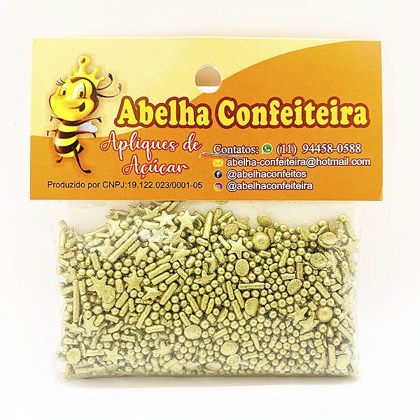 Mini Confeito - Sprinkles Chuva Dourada - 30 gramas - Abelha Confeiteira - Rizzo
