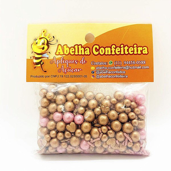 Mini Confeito - Sprinkles Rosê Gold - 60 gramas - Abelha Confeiteira - Rizzo