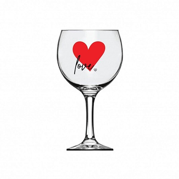 Taça de Vinho / Gin Grande Decorada - "Love" - 615 mL - 1 unidade - AllMix - Rizzo