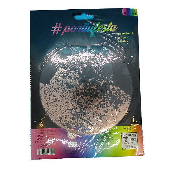 Balão Bubble Transparente com Confete Hexagonal - Cobre - 18" 45cm - 01 Unidade - Partiufesta - Rizzo Balões