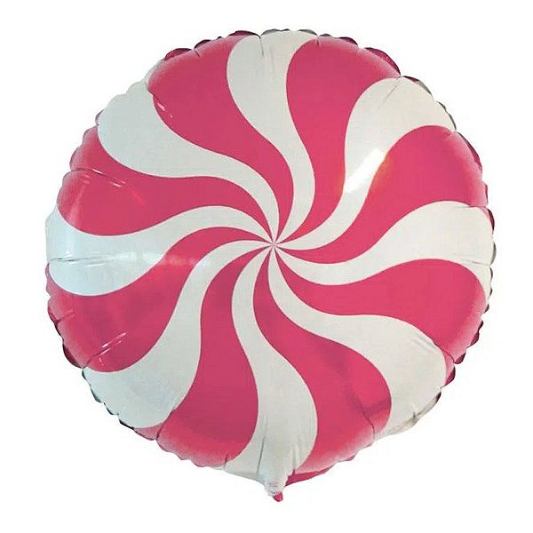 Balão Microfoil Pirulito Rosa  - 1 unidade - 45cm (18'') - Balões São Roque - Rizzo Embalagens