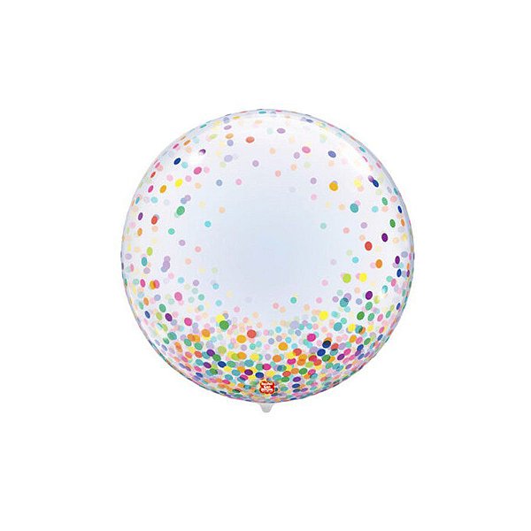Balão Bolha Confetti Mesclado - 1 unidade - 61cm (24'') - Balões São Roque - Rizzo Embalagens
