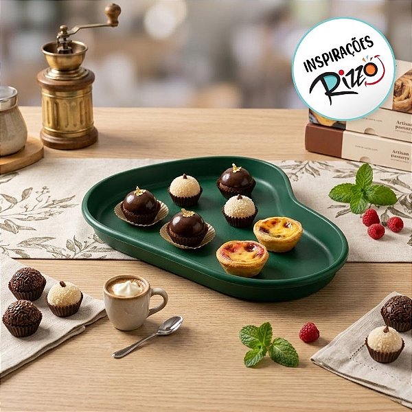 Bandeja Orgânica - 17x11 cm - Verde Folha- 1 Unidade - 1 unidade - Só Boleiras - Rizzo