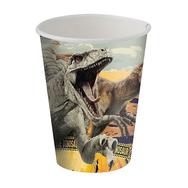 Copo Papel 200ml - Festa Jurassic World 3   - 8 unidades - Festcolor - Rizzo Embalagens
