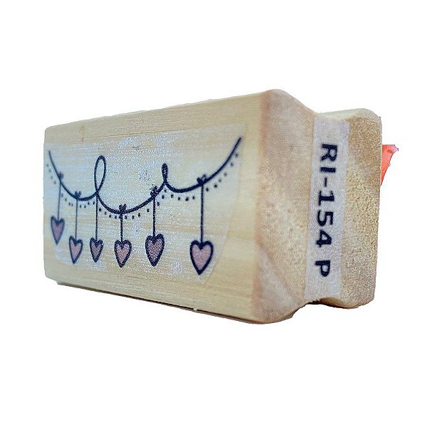 Carimbo de Madeira Artesanal - Varal Love - Cod.RI-154 - Rizzo - 1 unidade - Rizzo Embalagens