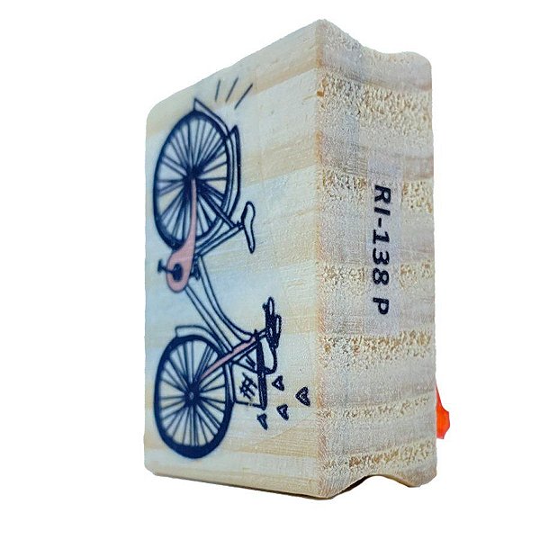 Carimbo de Madeira Artesanal - Bicicleta - Cod.RI-138 - Rizzo - 1 unidade - Rizzo Embalagens