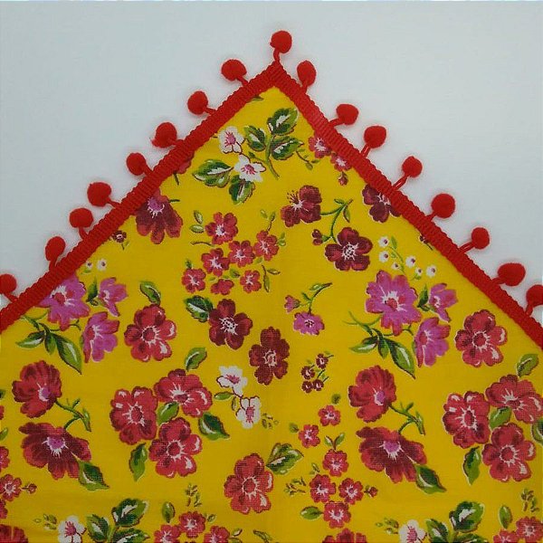 Trilho de Mesa Chita Amarela - Flor Vermelha - 1 unidade - Rizzo Embalagens