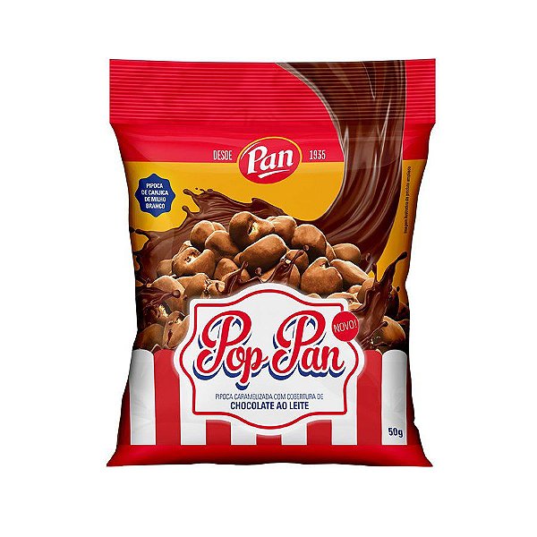 Pipoca de Chocolate Pop-Pan 50 g - 1 unidade - Pan - Rizzo Embalagens