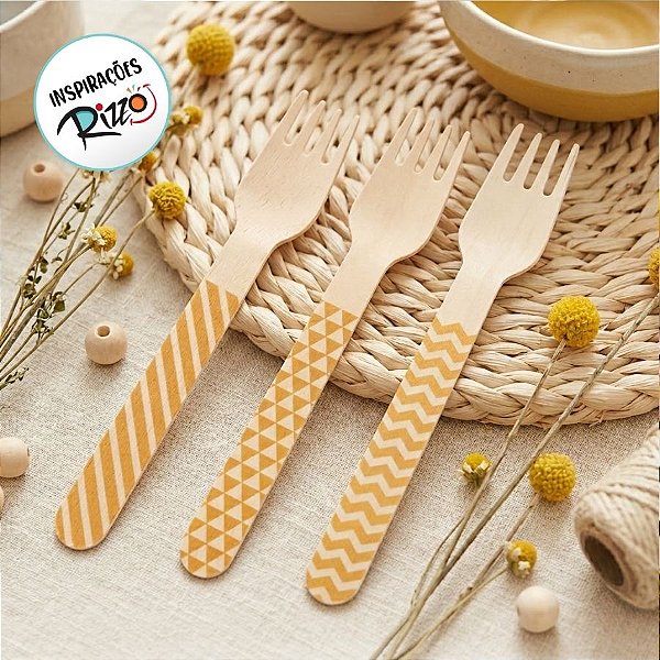 Talher Madeira Garfo Ouro - TMG07 - 10 unidades - Rizzo