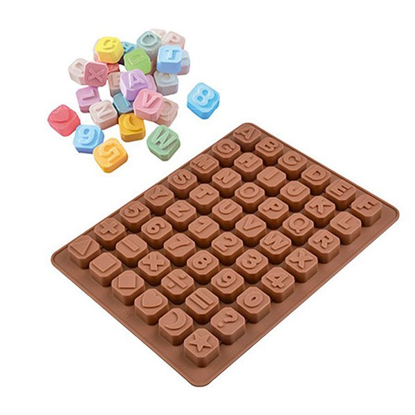 Molde De Silicone Chocolate - ABC / Matemática - FT145 - 1 unidade - Silver Plastic - Rizzo Embalagens