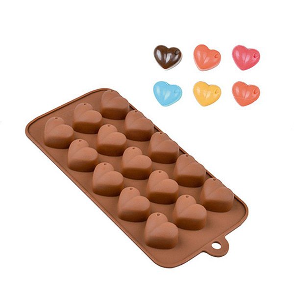 Molde De Silicone Chocolate - Coração Furado - FT141 - 1 unidade - Silver Plastic - Rizzo Embalagens