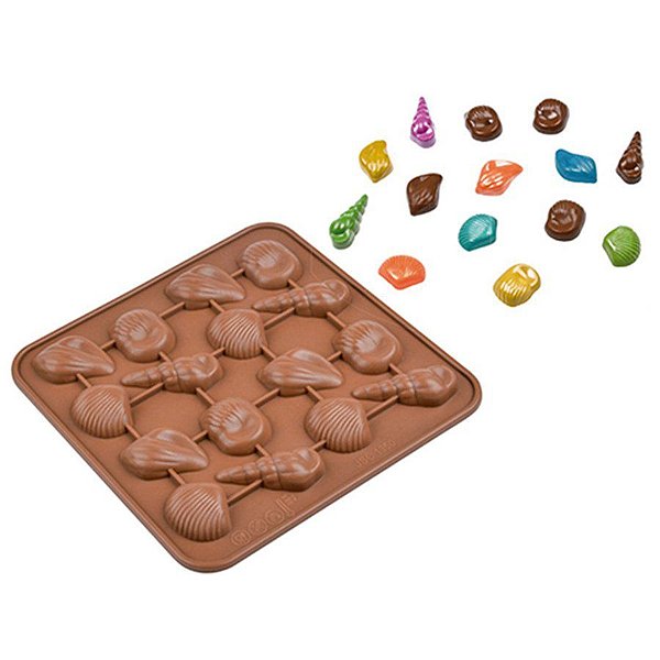Molde De Silicone Chocolate - Conchas Sortidas - FT140 - 1 unidade - Silver Plastic - Rizzo Embalagens