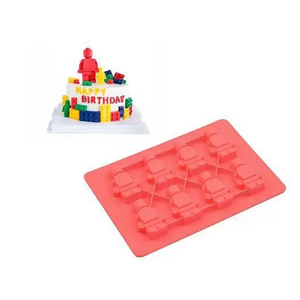Molde De Silicone Chocolate - Lego - FT139 - 1 unidade - Silver Plastic - Rizzo Embalagens