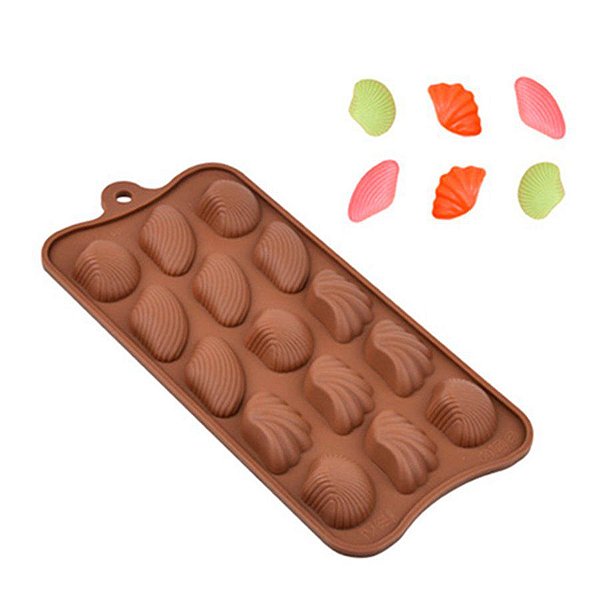 Molde Silicone Chocolate - Conchas Sortidas - FT014 - 1 unidade - Silver Plastic - Rizzo Embalagens