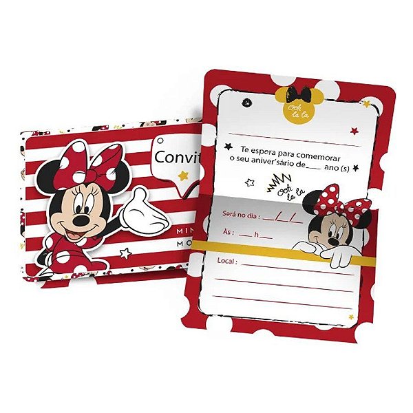 Convite - Minnie Mouse - 12 unidades - Regina - Rizzo Embalagens