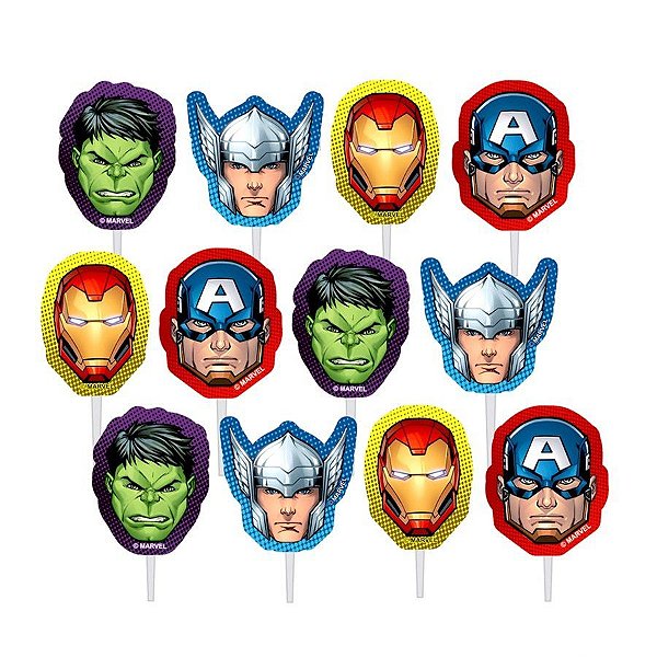 Pick Decorativo - Vingadores - 12 unidades - Piffer - Rizzo Embalagens