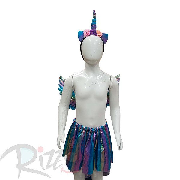 Kit Fantasia Carnaval - Unicórnio - Arco-Íris Furta-Cor - Mod:623 - 01 unidade - Rizzo Embalagens