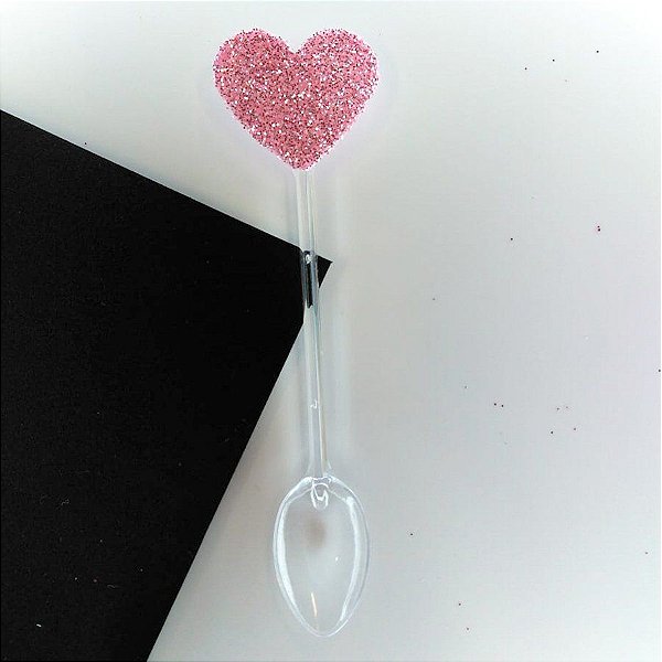 Colher Decorativa - Coração Rosa Goiaba - 10 unidades - Nelyzoca - Rizzo Embalagens