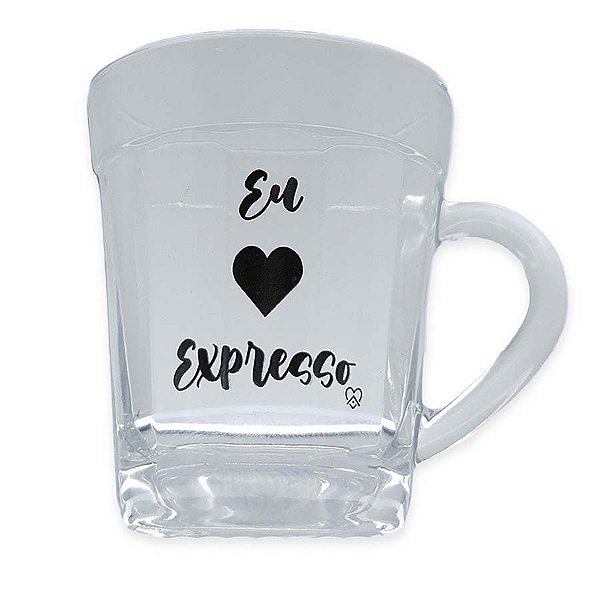 Xícara Café Expresso Americano Decorada - 90ml - Eu ❤ Expresso - 1 unidade - Allmix - Rizzo
