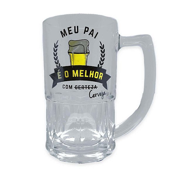 Caneca de Vidro Bristol - 340ml - Pai é o Melhor - 1 unidade - Allmix - Rizzo