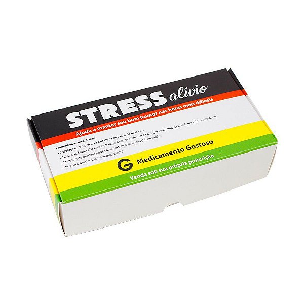 Caixa para Doces tipo Practice Divertida Remédio - "Stress Alívio" - 8 doces - 10 unidades - Ideia - Rizzo
