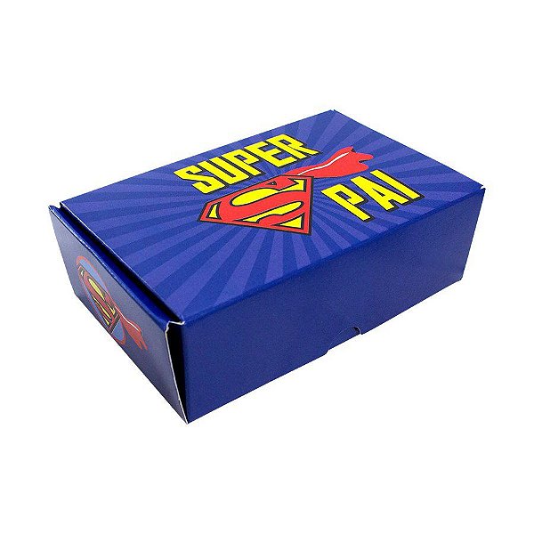 Caixa Para Doces tipo Practice Super Pai "Azul Estilo Super Man" - 10 unidades - Ideia - Rizzo Embalagens