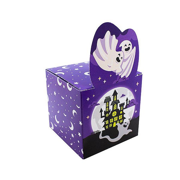 Caixa Pop-Up para Lembrancinhas Halloween Roxa - "Castelo Assombrado" - 10 unidades - Ideia - Rizzo Embalagens