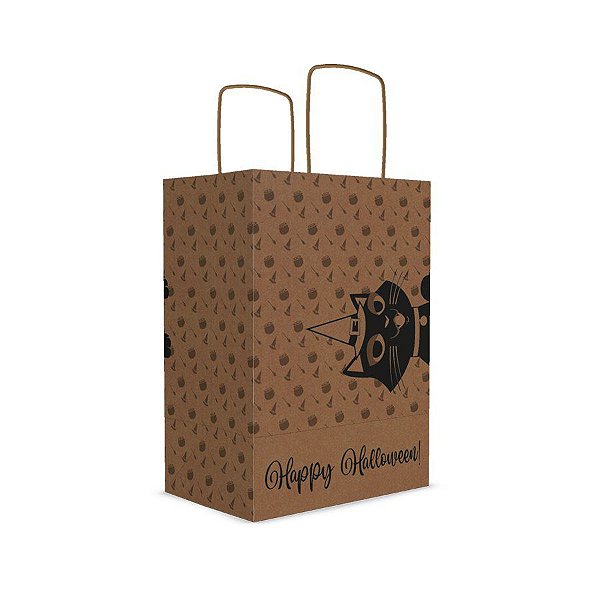 Sacola Ecológica Kraft Para Lembrancinhas - "Happy Halloween" - 10 unidades - Ideia - Rizzo Embalagens