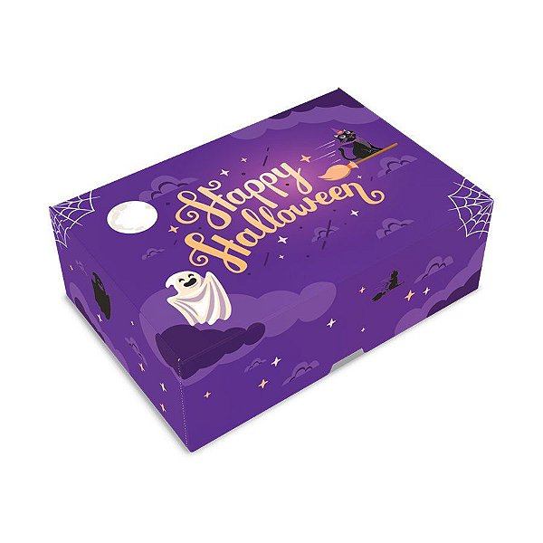 Caixa para Doces tipo Practice Roxa - "Happy Halloween" - 10 unidades - Ideia - Rizzo Embalagens