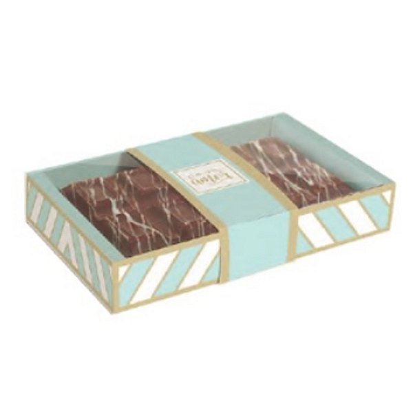 Caixa para Tablete de 300g - Chevron (Listrado Losango) - Azul - 10 unidades - Cromus - Rizzo