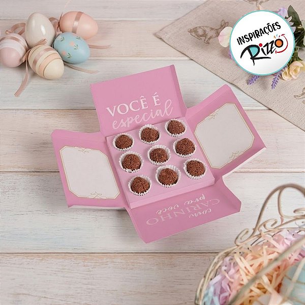 Caixa Surpresa para Doces Lembrancinha Padrão Chevron Rosa (listras losango) - 1 unidade - Cromus - Rizzo