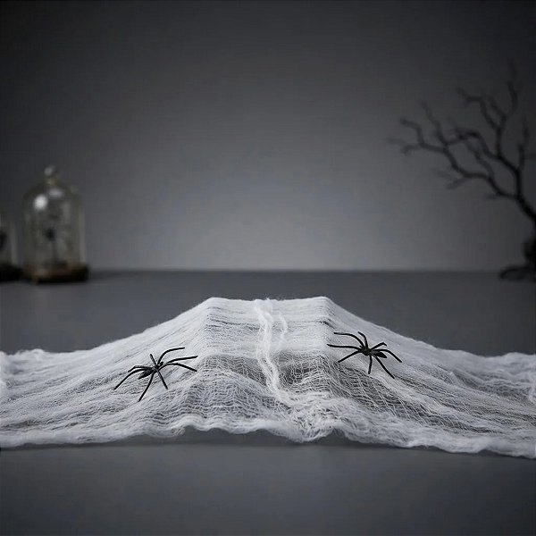 Decoração de Halloween Teia de Aranha - Branca - 01 unidade - Rizzo