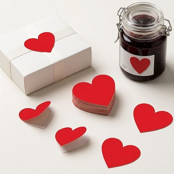 Adesivo Selo Coração - Vermelho Sólido - 100 unidades -  Rizzo