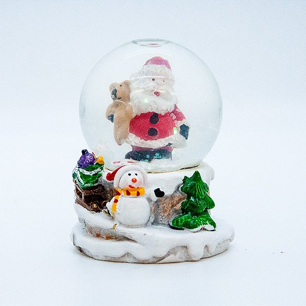 Enfeite de Natal - "Globo de Água Papai Noel com Urso" - 1 Unidade - Cromus Natal - Rizzo Embalagens