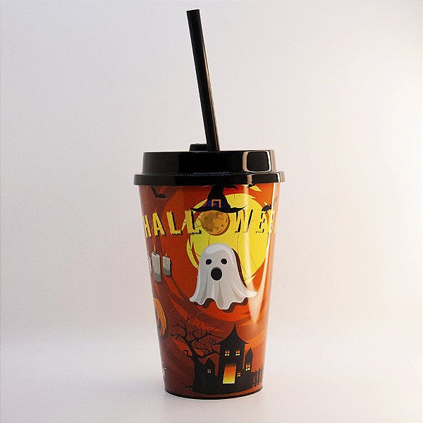 Copo Com Canudo - Halloween Fantasma - 700ml - 1 unidade - Rizzo