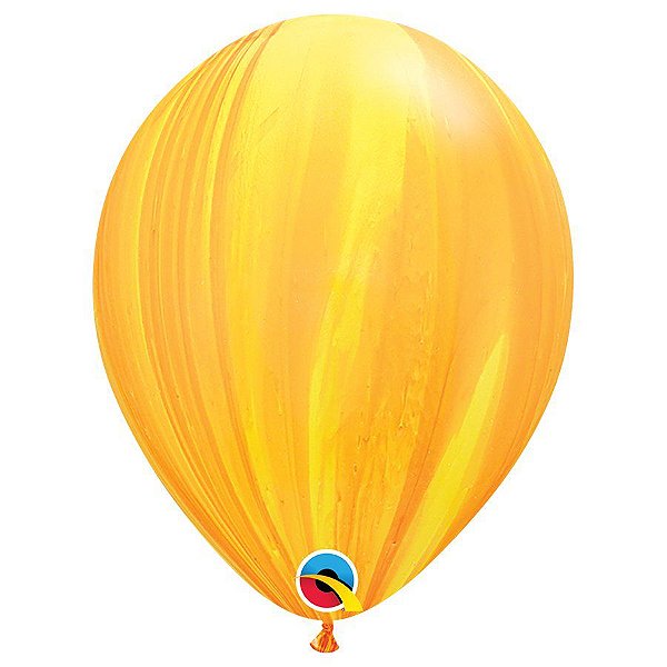 Balão de Festa Decorado - Yellow Orange Superagate (Arco-íris Amarelo e Laranja SuperAgate) - 11" - Qualatex - Rizzo