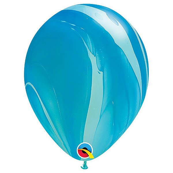 Balão de Festa Decorado - Blue Superagate (Azul SuperAgate) - 11" - 25 Un - Qualatex - Rizzo