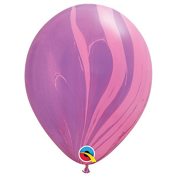 Balão de Festa Decorado - Pink Violet Superagate (Arco-íris Rosa e Violeta SuperAgate) - 11" - 25 Un - Qualatex - Rizzo