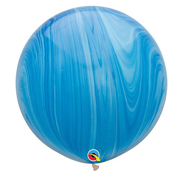 Balão Gigante Decorado 3ft (90 cm) - Blue Superagate (Arco-íris Azul SuperAgate) - 2 Un - Qualatex - Rizzo